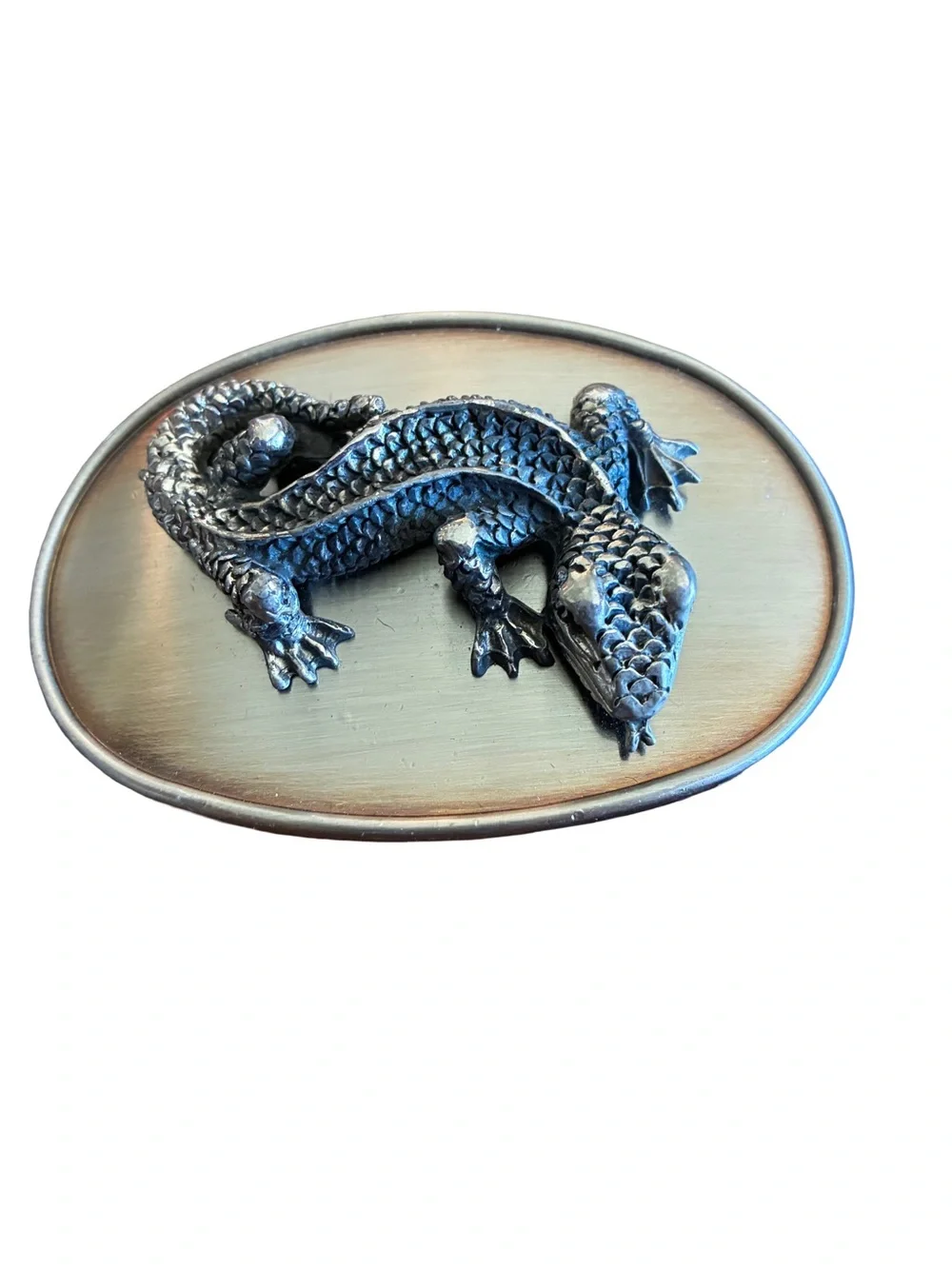 Vintage Gold Tone 3D Lizard Solid Brass Western Belt Buckle Y2K